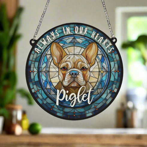 French Bulldog Tan Memorial Stained Glass Effect Suncatcher